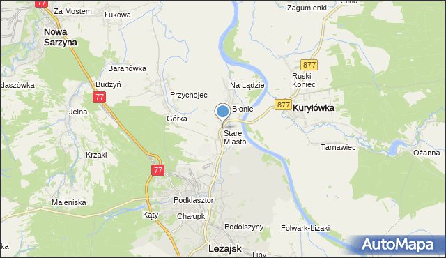 mapa Stare Miasto, Stare Miasto gmina Leżajsk na mapie Targeo